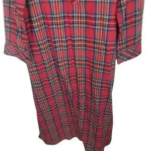 PajamaGram Women's Flannel Nightgown - Christmas Plaid Long Sleeve Nightie